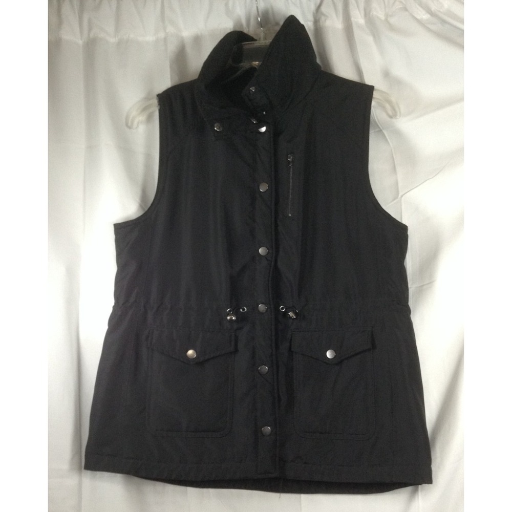 Hannah Brand Women's‎ S Black Sleeveless Snap Close Vest Size Large